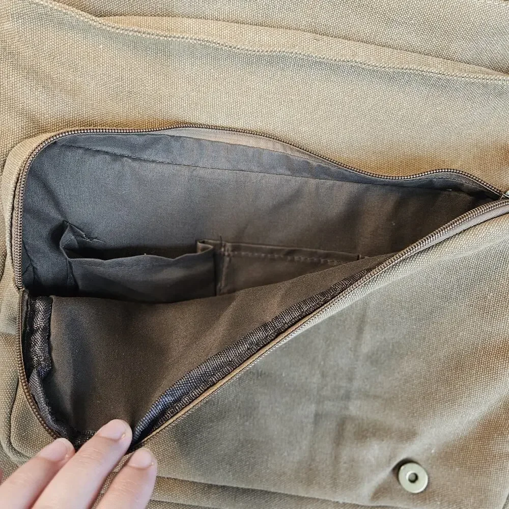 SMRITI Vintage Canvas Messenger Bag for Men 15.6-16 inch Laptop Large, Coffee